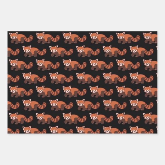 Happy Red Panda Wrapping Paper 3 Sheet Set Geschenkpapier Set (Vorderseite 2)