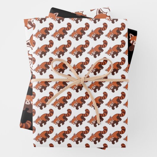 Happy Red Panda Wrapping Paper 3 Sheet Set Geschenkpapier Set (Beispiel)