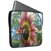 Happy Red Sunflower N Bee Laptop Sleeve (Vorne Rechts)