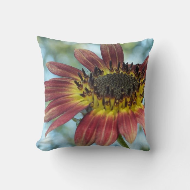 Happy Red Sunflower Throw Kissen (Vorderseite)