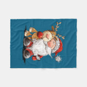 Happy Reindeer And Santa Christmas Illustration Pr Fleecedecke (Vorderseite (Horizontal))