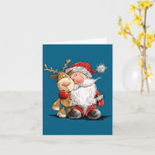 Happy Reindeer And Santa Christmas Illustration Pr Karte (Gelbe Blume)
