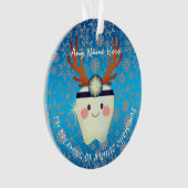 Happy Reindeer Antlers Tooth White Christmas Ornament (Vorderseite)