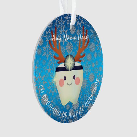 Happy Reindeer Antlers Tooth White Christmas  Ornament (Vorderseite)