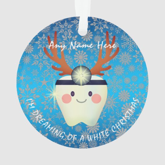Happy Reindeer Antlers Tooth White Christmas Ornament (Rückseite)