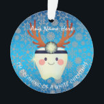 Happy Reindeer Antlers Tooth White Christmas  Ornament<br><div class="desc">Dieser Zahn,  der als Zahnarzt mit Rentierhornen gekleidet ist,  sagt,  sie träumt von einem weißen Weihnachtsfest.</div>