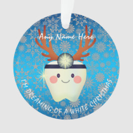 Happy Reindeer Antlers Tooth White Christmas Ornament