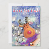 Happy Reindeer - Frohe Weihnachten - Zeichnend (Vorderseite)