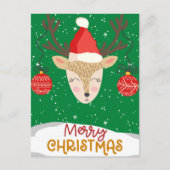 Happy Reindeer Frohe Weihnachtsfeiertage Postkarte (Vorderseite)