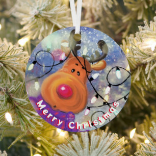 Happy Reindeer Frohe Weihnachtsgeschenk Ornament Aus Metall
