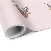 Happy Reindeer Pattern Blush Pink Weihnachten Geschenkpapier (Rolleneckpunkt)
