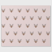 Happy Reindeer Pattern Blush Pink Weihnachten Geschenkpapier (Flach)