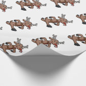 Happy Reindeer Runs Cartoon | Farbe wählen Geschenkpapier (Ecke)