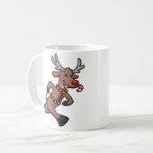 Happy Reindeer Runs Cartoon | Farbe wählen Kaffeetasse (Vorderseite Links)
