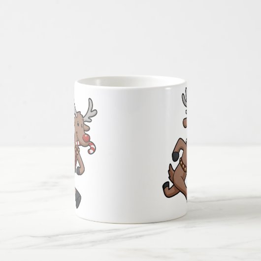Happy Reindeer Runs Cartoon | Farbe wählen Kaffeetasse (Mittel)