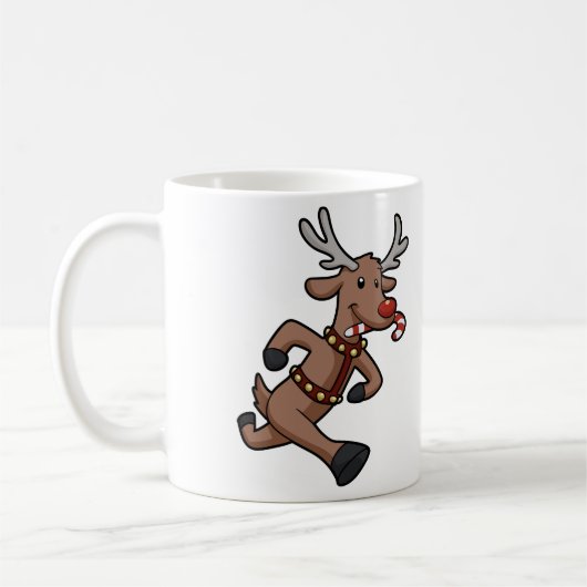 Happy Reindeer Runs Cartoon | Farbe wählen Kaffeetasse (Links)