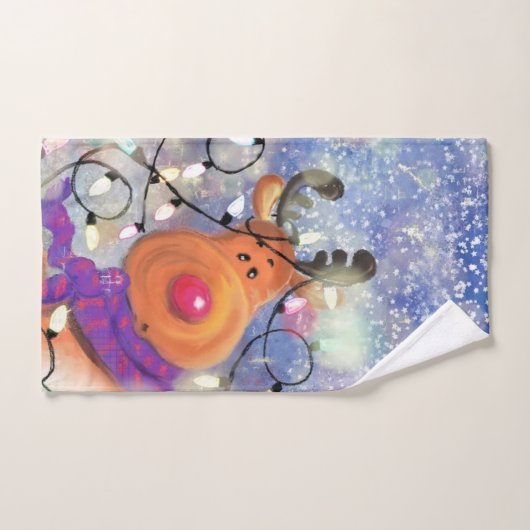 Happy Reindeer - Weihnachten Badhandtuch Set (Handtuch)