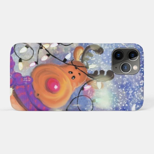 Happy Reindeer Weihnachten iPhone Case (Rückseite (Horizontal))