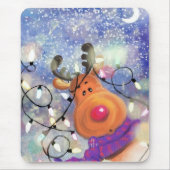 Happy Reindeer - Weihnachten Mousepad (Vorne)