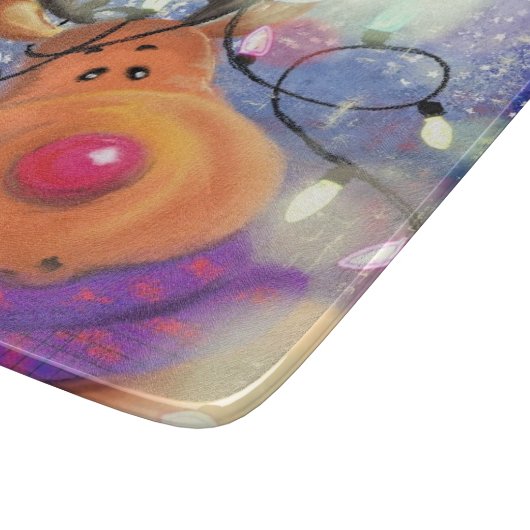 Happy Reindeer - Weihnachten Schneidebrett (Ecke)