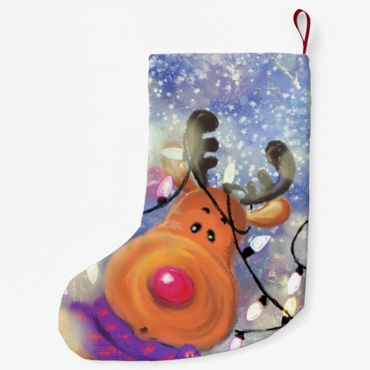 Happy Reindeer Weihnachten Strumpf Frohe Weihnacht Kleiner Weihnachtsstrumpf (Rückseite)