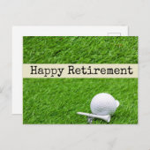 Happy Rente an Golfer mit Golfball auf grün Postkarte (Vorne/Hinten)