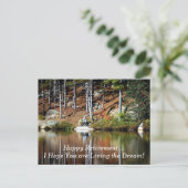 Happy Rente Friedlicher Mann am See Postkarte (Stehend Vorderseite)