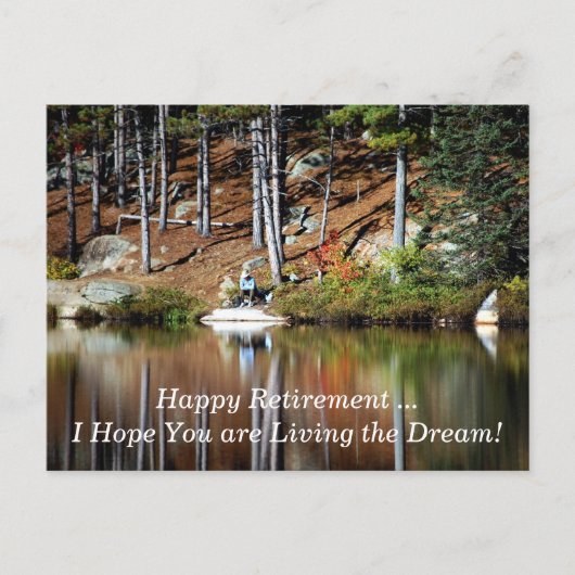 Happy Rente Friedlicher Mann am See Postkarte (Vorderseite)