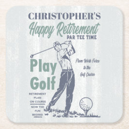 Happy Rente Golfer Thema Retro Golf Rechteckiger Pappuntersetzer