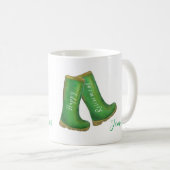 Happy Rente grüne Gartenarbeit weich Stiefel Kaffeetasse (VorderseiteRechts)
