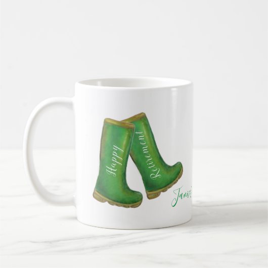 Happy Rente grüne Gartenarbeit weich Stiefel Kaffeetasse (Links)