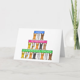 Happy Rente Lehrer Cartoon Katzen Karte