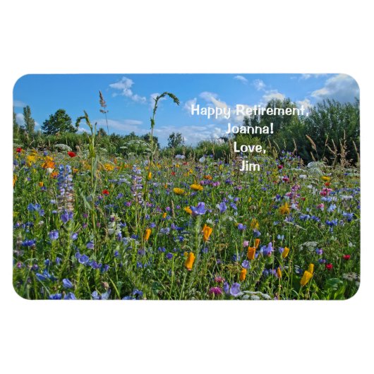 Happy Rente Liebe Personalisierte Wildblumen Magnet (Horizontal)