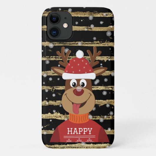 Happy Rentier im Schnee Case-Mate iPhone Hülle (Rückseite)