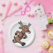 Happy Rentier Runs Cartoon| Rückenfarbe Pappteller (Party)