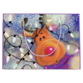 Happy Rentier Weihnachtsgeschenktasche Große Geschenktüte (Vorderseite)