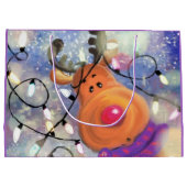 Happy Rentier Weihnachtsgeschenktasche Große Geschenktüte (Rückseite)