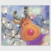 Happy Rentier Weihnachtswrapping Paper Geschenkpapier (Flach)