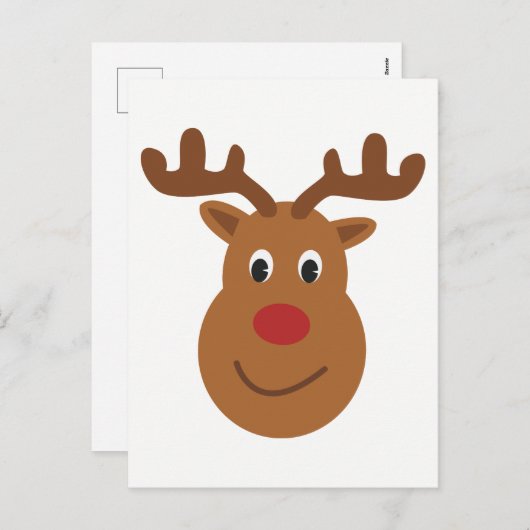 Happy Rentiere Weihnachts Postkarte (Vorne/Hinten)