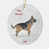 Happy Rescue German Shepherd Hund im Winter Snow Keramik Ornament (Links)