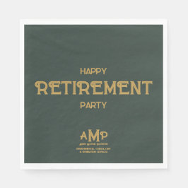 Happy Retirement 3 Letter Gold Monogram on Green Serviette