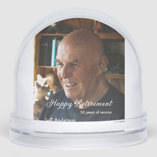 Happy retirement add name photo years of service r schneekugeln (Vorderseite)