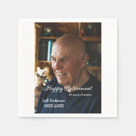 Happy retirement add name photo years of service r serviette