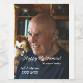 Happy retirement add name photo years of service r weinetikett (Einzelnes Label)