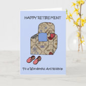 Happy Retirement an Erzbischof Cartoon Sessel Karte (Gelbe Blume)