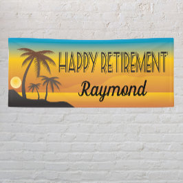 Happy Retirement Beach Szene mit Palmen Banner
