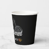 Happy Retirement Biker mit Motorrad und Flammen Pappbecher (Rückseite)