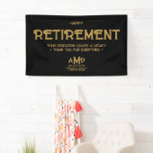 Happy Retirement Black and Gold Monogram Banner (Insitu)