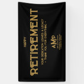 Happy Retirement Black and Gold Monogram Banner (Vertikal)