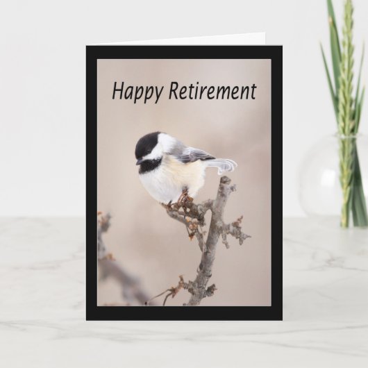 Happy Retirement Black Cap Chickadee Card Karte (Vorderseite)